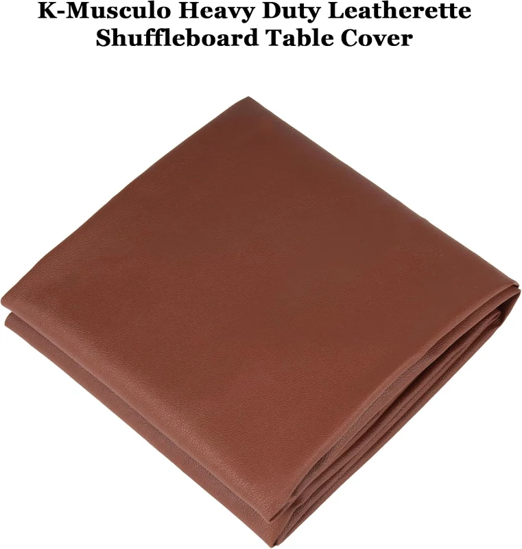 K-Musculo Brown Heavy-Duty Leatherette Shuffleboard Cover — 16FT (192L x 26W x 8H), Pull-On, Waterproof & Tear-Resistant, Pet- and Dust-Resistant