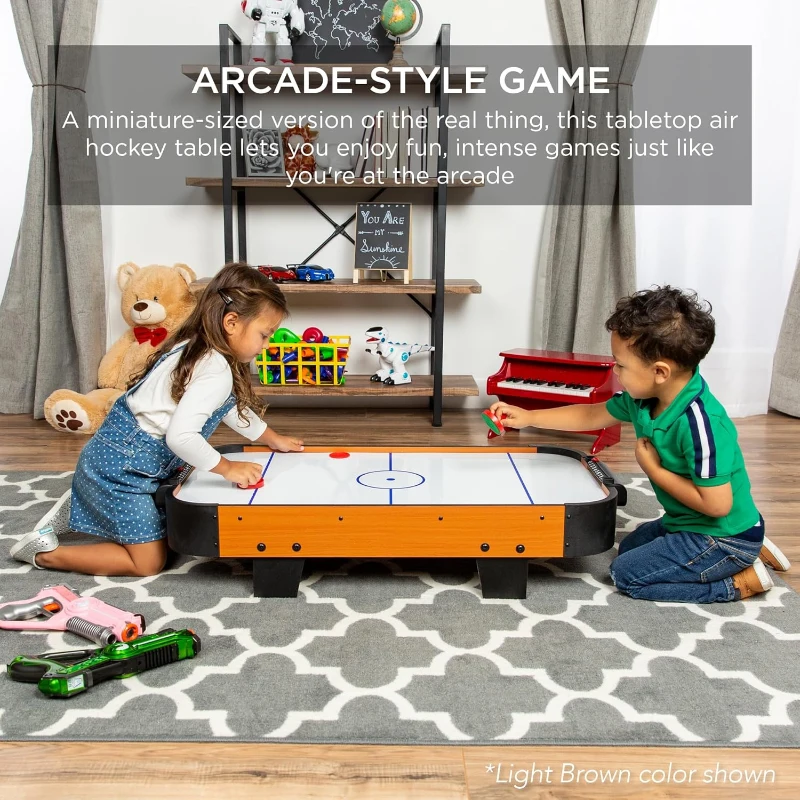 Best Choice Products 40"" Portable Tabletop Air Hockey Arcade — 100V Fan Motor, Compact Design, Includes Paddles & Pucks