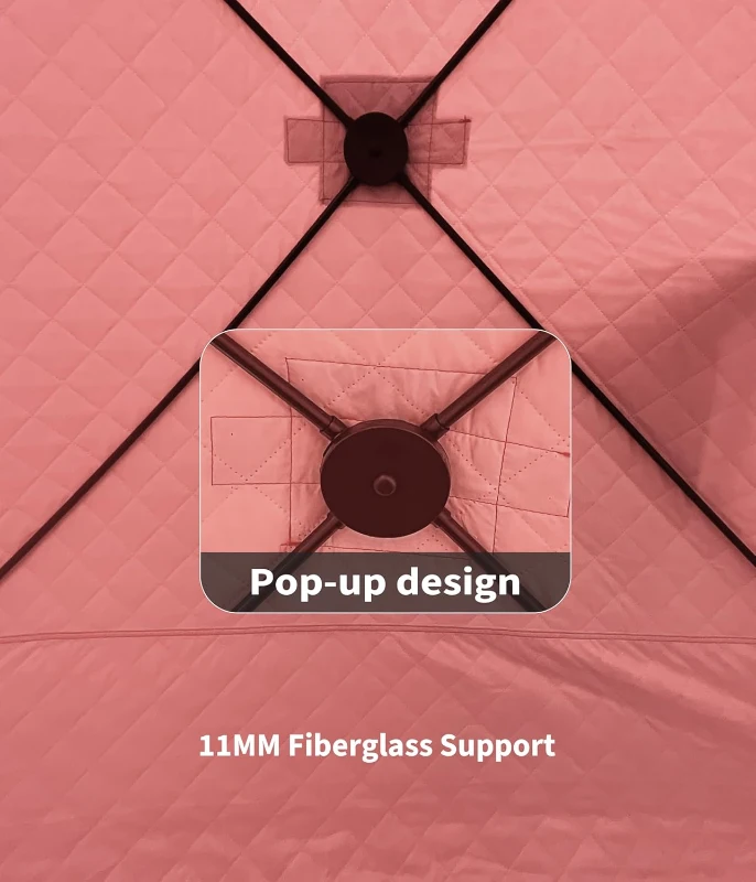 DEXSO Pop-Up Ice Fishing Shelter — Spacious 4–6 Person Portable Ice Shack, Durable Weather-Resistant (Blue/Red)