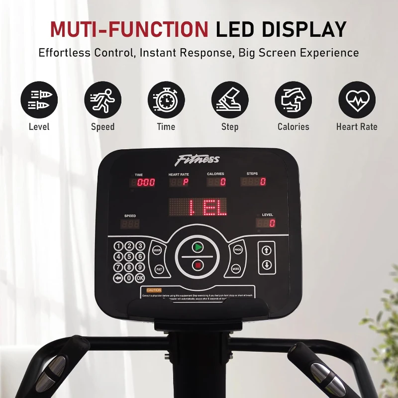Commercial-Grade Stair Climber Stepper with LED Display — Continuous Cardio Climbing Machine, 15 Speed Levels (15–164 steps/min)