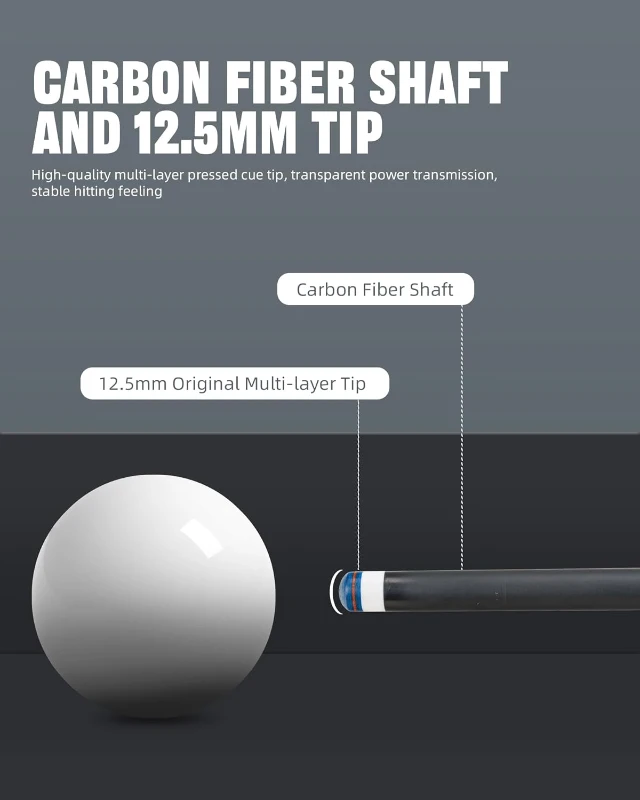 CRICAL 58"" Carbon Fiber Pool Cue Set CL-02 — Professional Low-Deflection Billiard Cue with 3/8×8 Joint and 12.5mm Tip