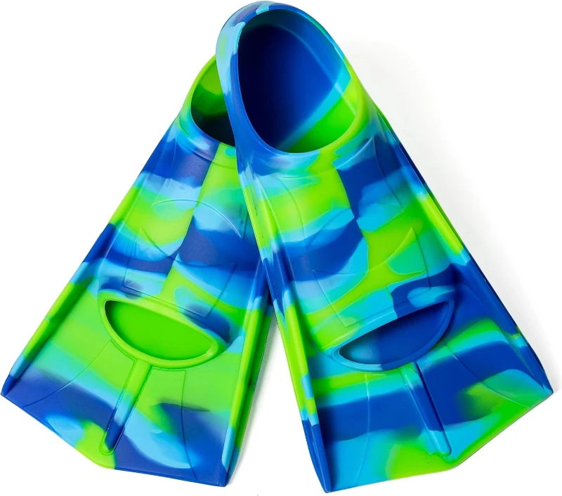 Youth Short Swim Fins – Comfortable Lap Training Flippers for Kids, Girls, Boys, Beginners