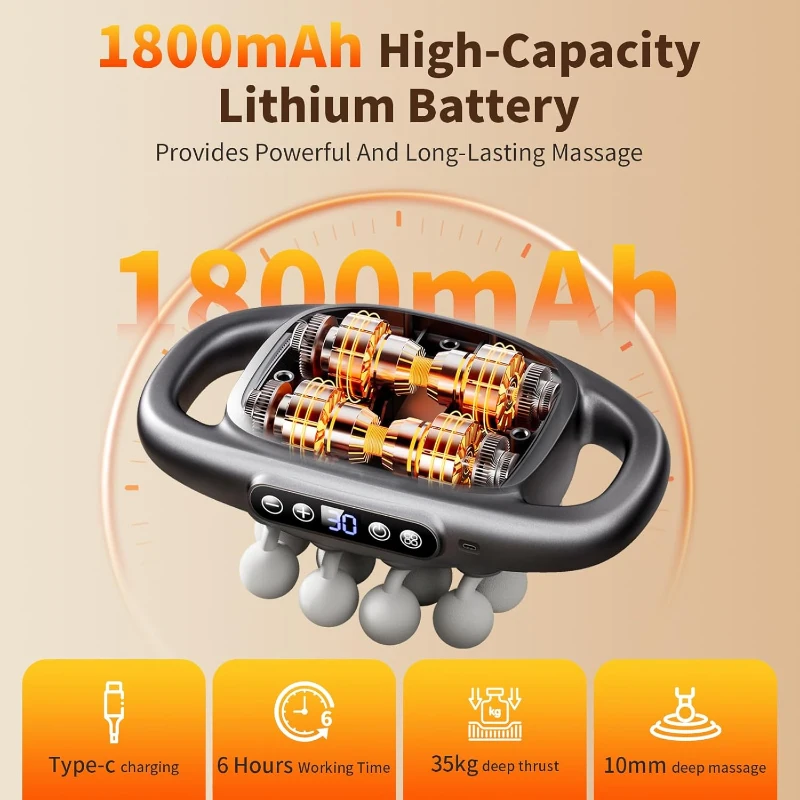 VTT 16-Head Deep Tissue Massage Gun Set — Percussion Massager with 3 Modes & 30 Intensity Levels, Ultra-Quiet Operation for Back, Shoulders, Legs, Feet