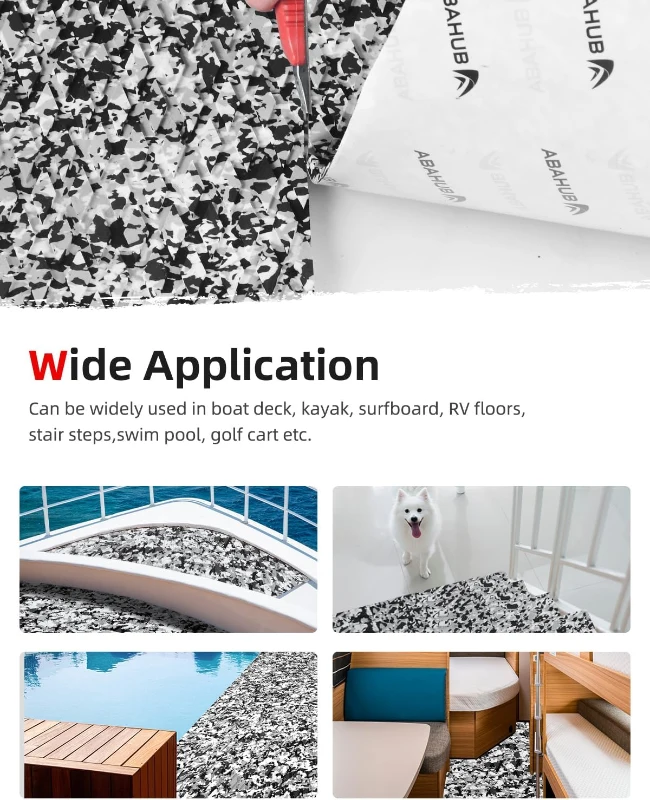 Abahub Camouflage EVA Boat Flooring 96in x16in / 23.5in / 38in / 47in & 48in x16in — Trimmable, Self-Adhesive Non-Slip Traction Pad for Surfing, Paddleboarding, Kayaking and Boating