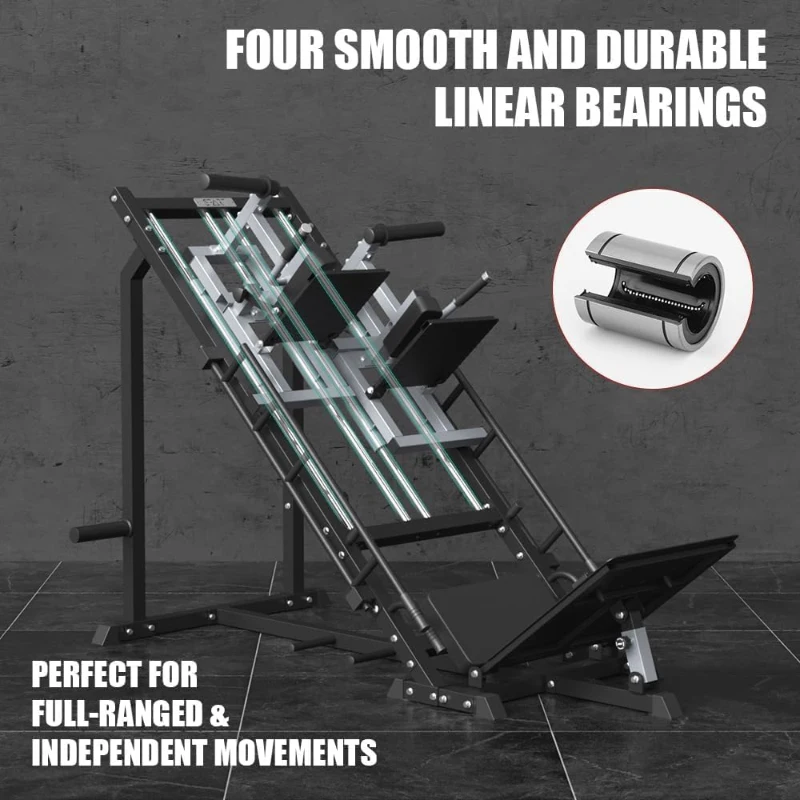 SPART 5-in-1 Iso Leg Press & Hack Squat Machine with Linear Bearing System, Adjustable Calf Raise, Commercial-Grade Leg Training Station with Plate Storage and Band Pegs