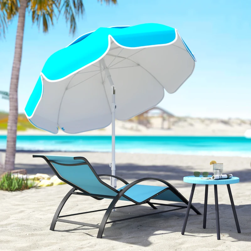 Outsunny 6 ft Beach Umbrella Portable with Sand Anchor, Carry Bag, Adjustable Height & Tilt, UPF50+ UV Protection, Blue