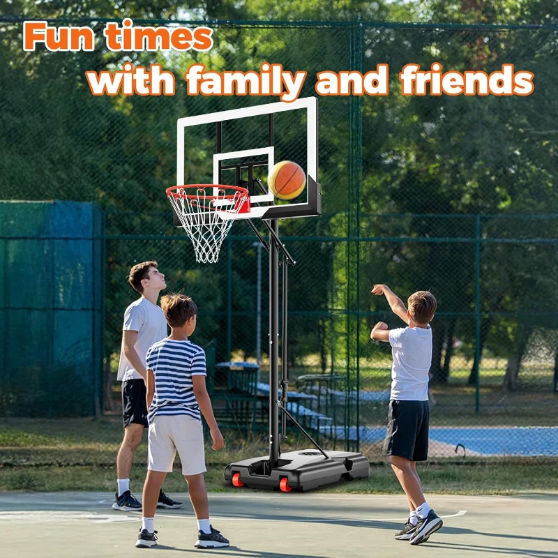 44"" Backboard Portable Basketball Hoop by AWII SPORT, Height Adjustable 4.8–10 ft for Kids, Youth and Adults — Outdoor/Indoor