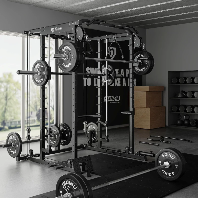 GOIMU S1-V4 Smith Machine Power Cage — 2000 lb Capacity All-in-One Squat Rack with Cable Crossover System and Multiple Attachments