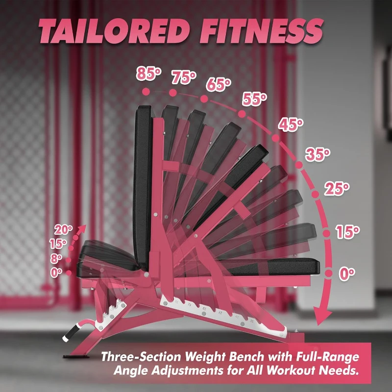 RITFIT Adjustable Weight Bench – 1300 lb Capacity with Multiple Back Positions for Incline, Decline and Flat Home Gym Training