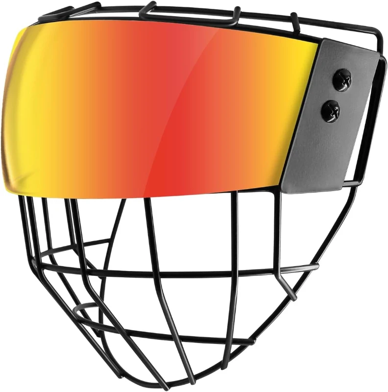 GY Hockey Full-Face Shield & Cage Combo - A3 Steel Wire Cage with Polycarbonate Visor and Floating Chin Cup