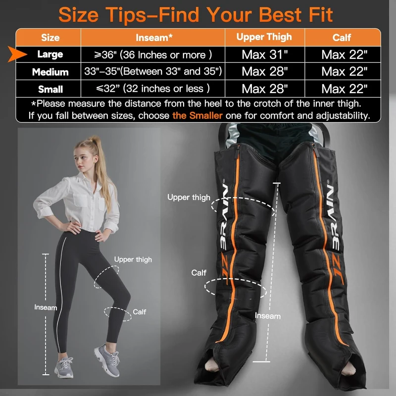 Sequential Air Compression Recovery System (Large) - Full-Leg Professional Compression Boots for Rapid Recovery & Circulation Support, Zip-On Design