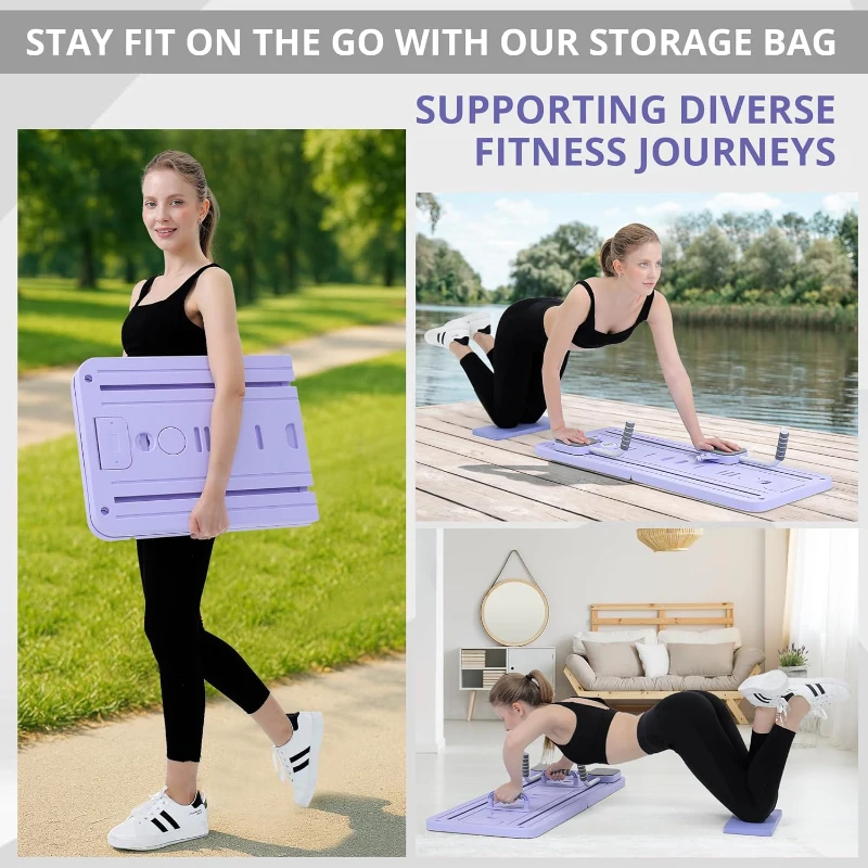 JANUA 5-in-1 Pilates Reformer Sliding Board - Foldable Home Pilates Set with Added Push-Up & Pilates Bars