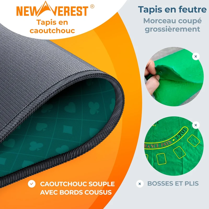 Newverest 70"" x 35"" Blackjack Table Top – Casino-Style Poker Mat for Home Game Nights, Zipper Storage Bag with 8 Coasters in Gift-Ready Box