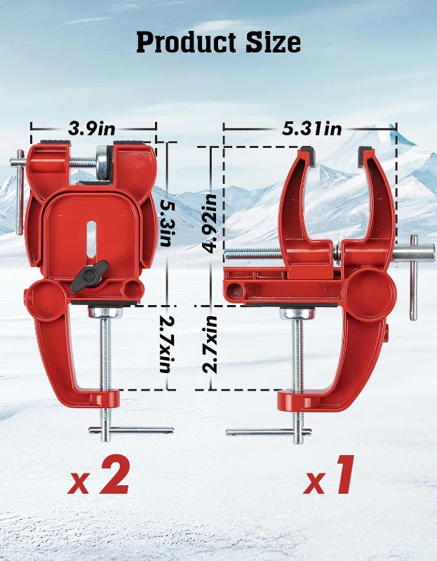 ANCHOM 3-Piece Ski & Snowboard Tuning Vise Set - Adjustable Aluminum Clamp with End Supports, Brake Retainers, Rubber Pads for Stable Waxing and Edge Work
