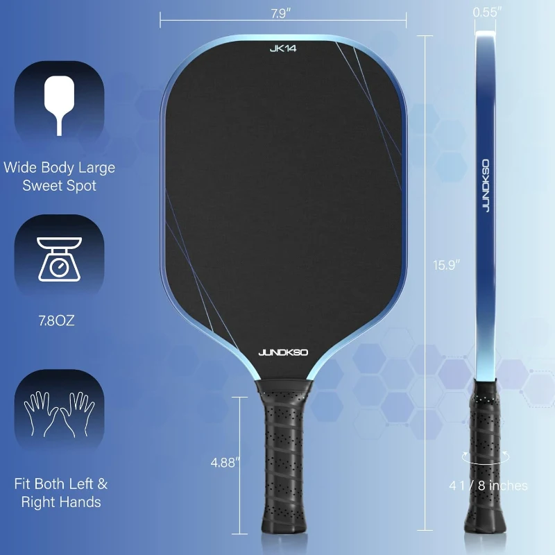 Graphite Carbon Fiber Pickleball Paddles Set of 2 — USAPA Compliant Pro Composite with 14mm PP Honeycomb Core, Carry Bag (Blue)