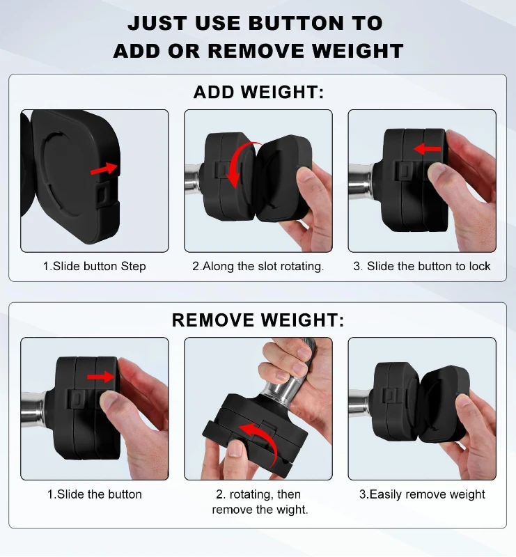 Adjustable Dumbbell Set — Selectable 15/20/40/50 LB Pair, Compact Free Weights for Home Workouts and Strength Training