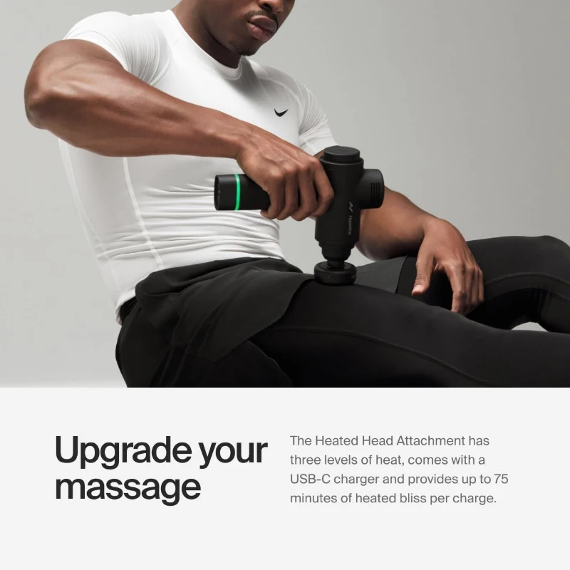 Hyperice Hypervolt 2 Handheld Percussion Massage Gun (Black) with Heated Head Attachment — Compatible with All Hypervolt Models