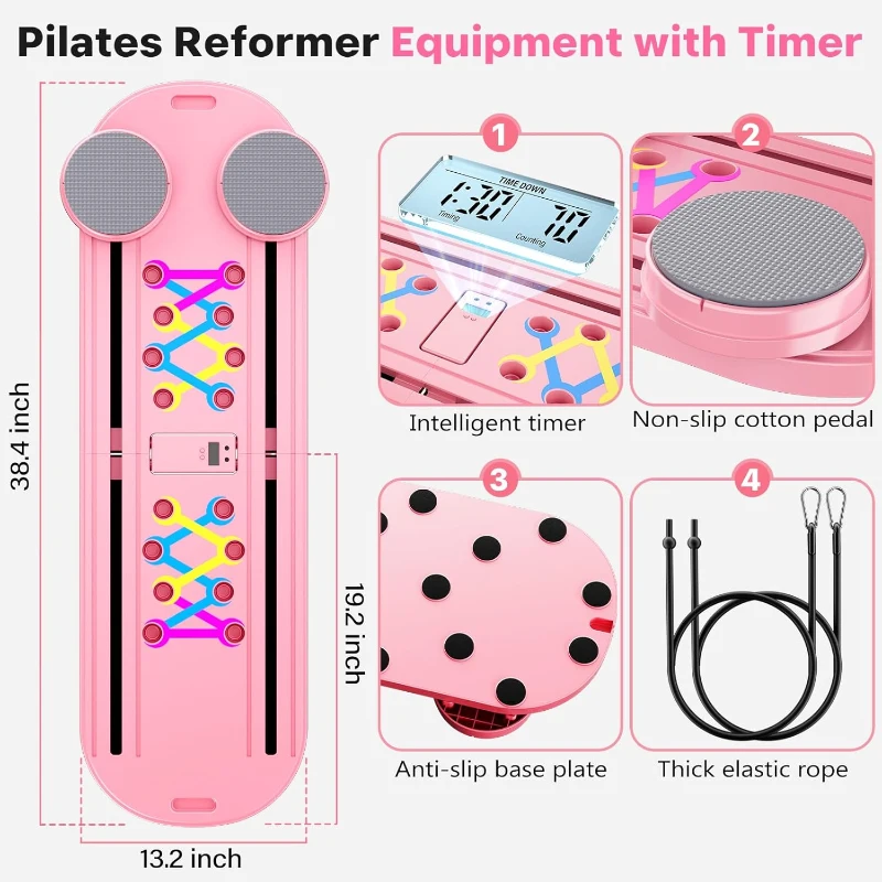 7-in-1 Portable Foldable Pilates Reformer Board with Smart Timer — Multifunctional Home Pilates Machine with Storage Bag