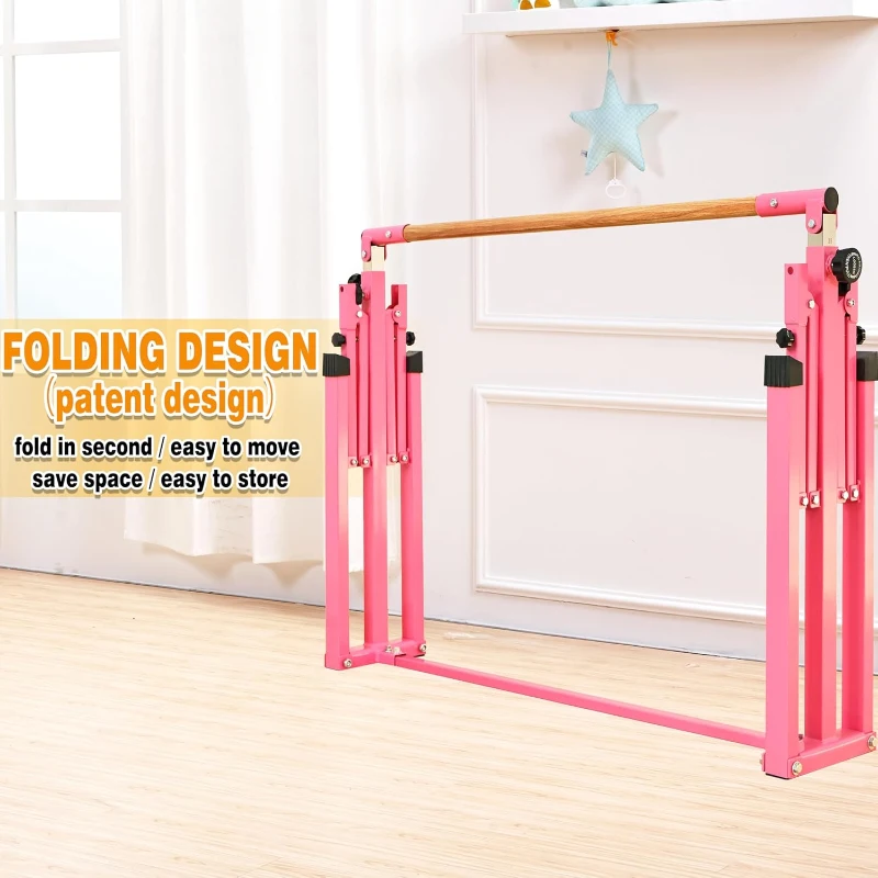 MARFULA Foldable Gymnastics Kip Bar Set – 5 ft Crossbar, 4 ft Inner Width, Adjustable 36""–60"" Height for Kids – Suitable for Home and Club Training