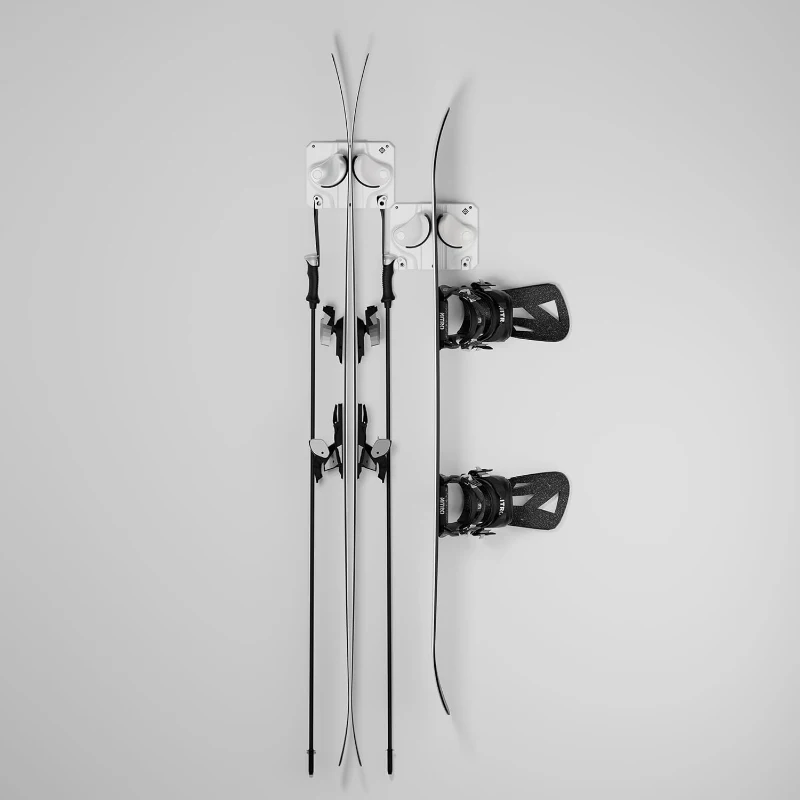 Gravity Grabber Ski & Snowboard Wall Rack - 2-Pack Secure, Non-Slip Storage with Pole Hangers and Expandable Interlock System