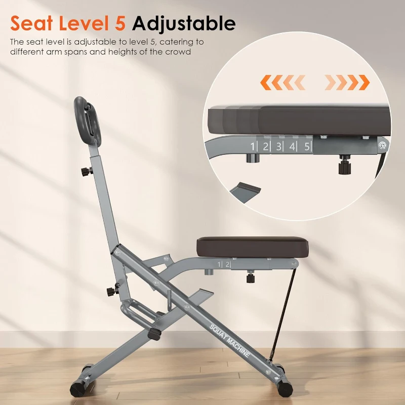 SogesHome Foldable Row-and-Squat Machine with Adjustable Resistance Bands — Compact Full-Body Home Workout, 330 lb Capacity