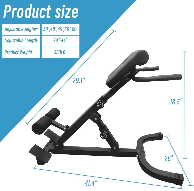 Hyper Back Extension Roman Chair — Foldable Hyperextension Bench for Glutes, Hamstrings & Lower Back