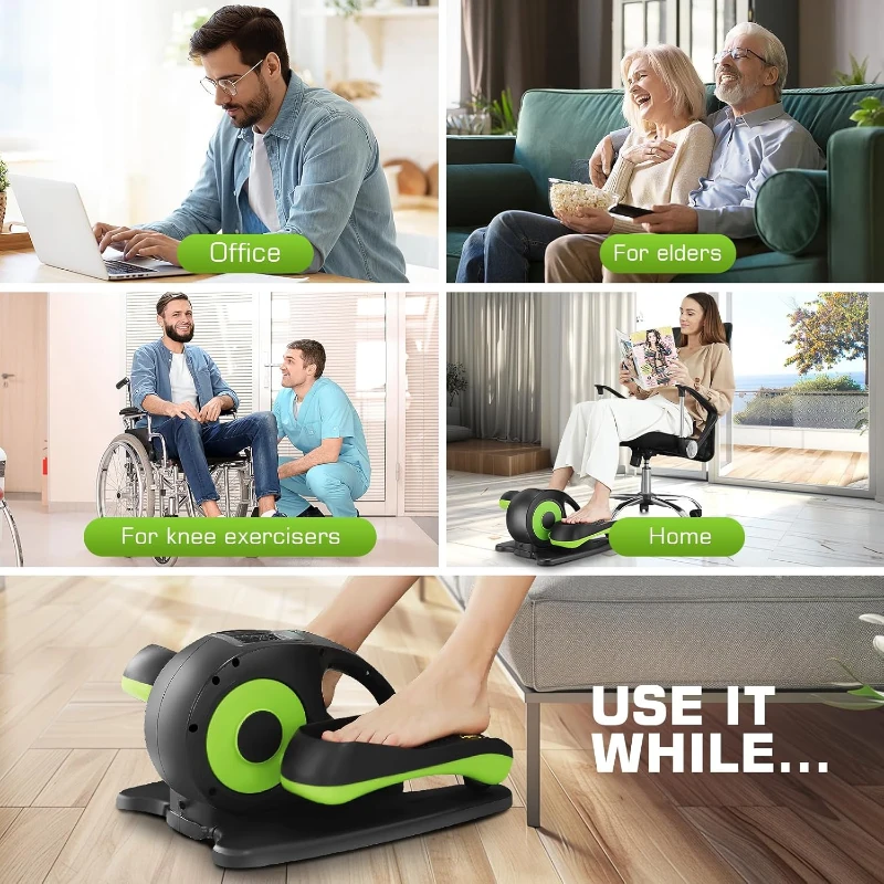 ANCHEER Under-Desk Elliptical — Quiet Electric Seated Pedal Exerciser for Seniors & Adults with Remote, Portable, Built-In LCD for Home or Office