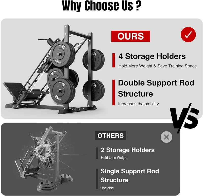 Dripex 2-in-1 Leg Press & Hack Squat Combo for Home Gym - Professional 45° Leg Press with Transport Wheels (Weight Plates Not Included)