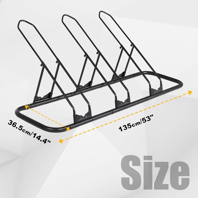 CyclingDeal Fat-Bike Compatible Floor Rack for Up to 6 Bikes — Indoor Garage Stand with Tire Grooves, Adjustable Holders & Quick-Release Spacing