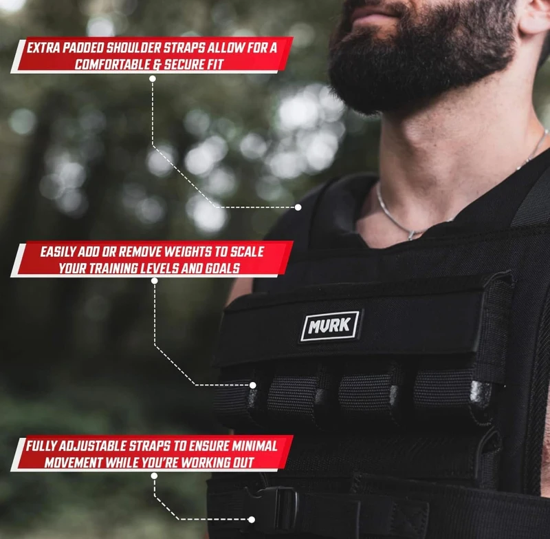 MVRK Heavy-Duty Weighted Vest for Men — Removable Iron Weights, Options from 18 to 100 lbs for Functional Training & Calisthenics