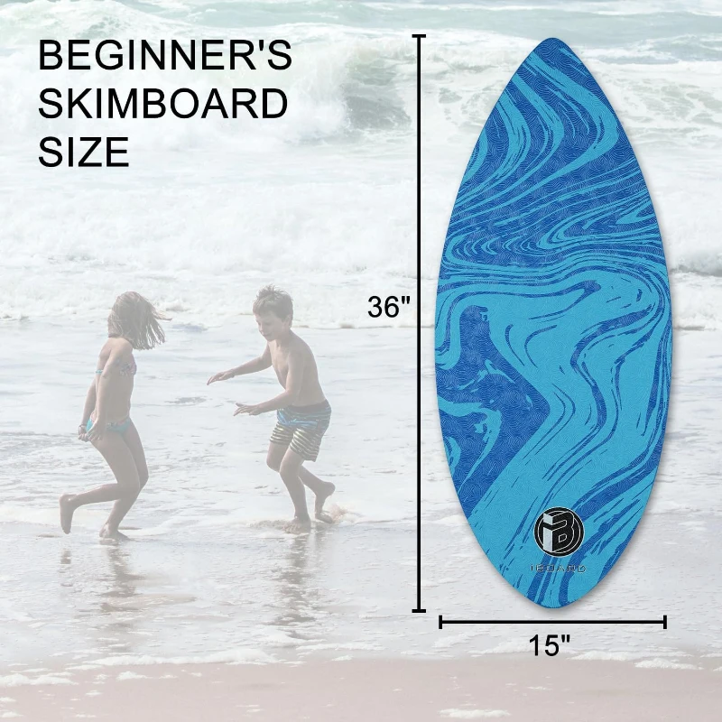 Skipper 36-inch High-Gloss Wooden Skimboard – 7-Layer Beginner Skim Board for Teenagers & Adults, Soft IXPE Traction Pad, 3 Colors