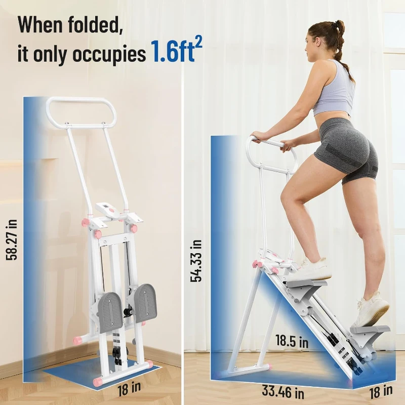 HXD-ERGO Vertical Climber Stepper for Home, Updated Model with 6 Resistance Levels and Adjustable Handlebars, Foldable Stair Climber for Total-Body Cardio