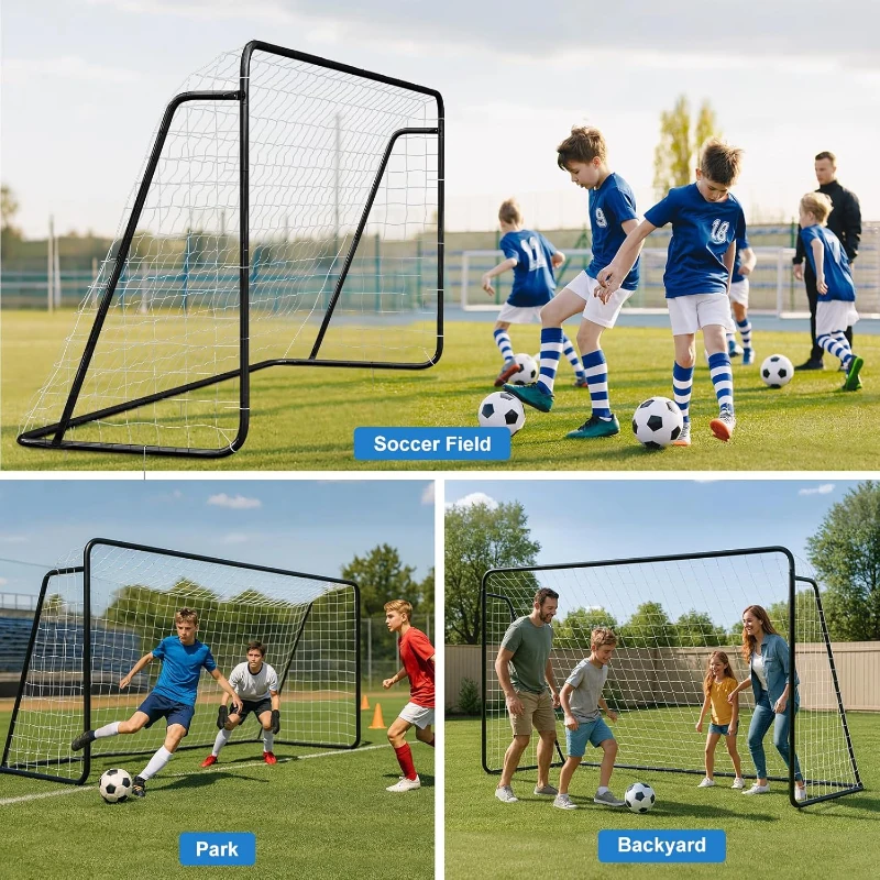 MOPHOTO Foldable Soccer Goal – Multiple Sizes (6x4, 8x6, 10x6.5, 12x6, 16x7, 18.5x6.5, 21x7, 24x8 ft) – Backyard Full-Size Training Goal for Teens & Adults