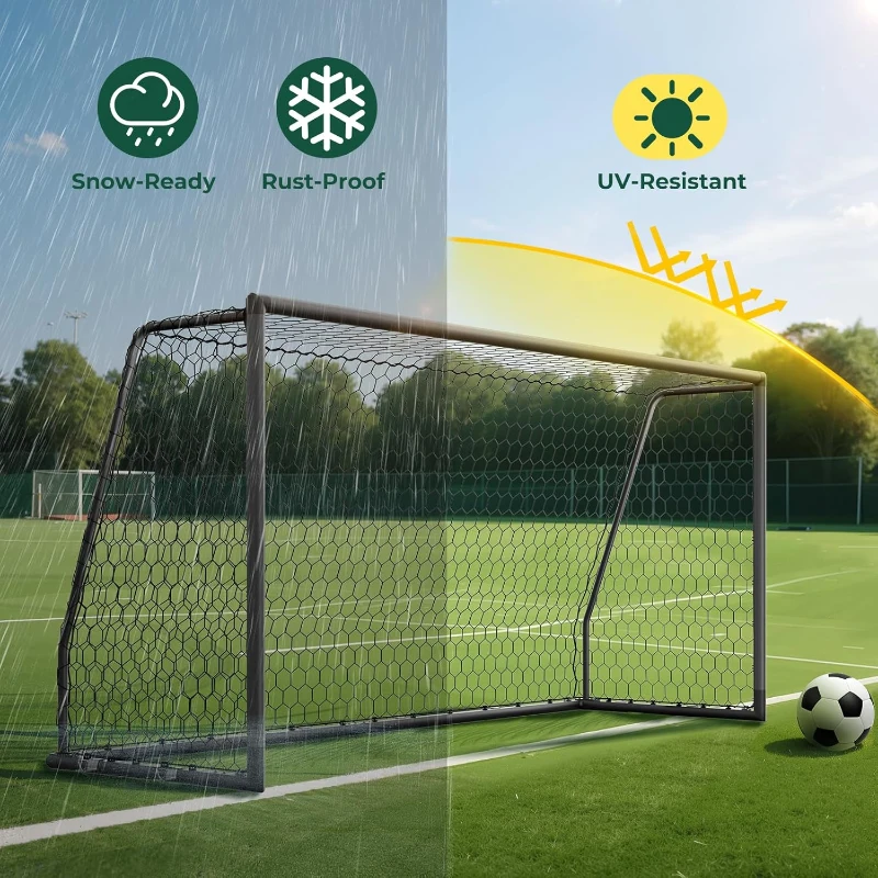 MOPHOTO Heavy-Duty Soccer Goal — Multiple Sizes for Backyard, Training & Full-Size Practice (Various Dimensions Available)