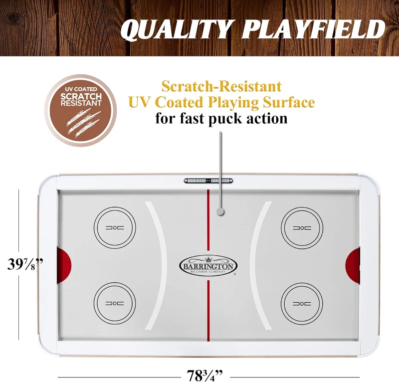 Barrington Billiards Full-Size Air Hockey Table with LED Scorer and Accessories – 89"" x 48"" x 32"" for Family Game Rooms