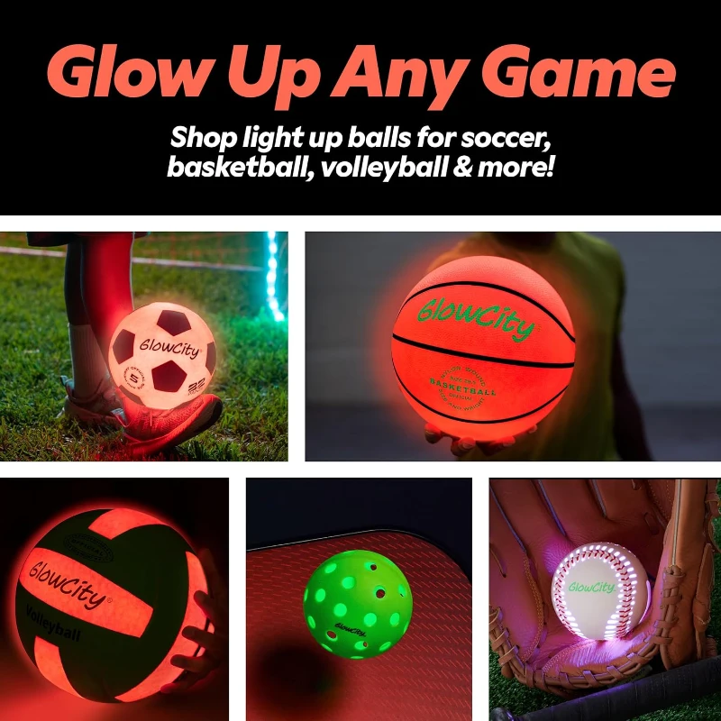 GlowCity Glow-in-the-Dark Football - Size 6 Light-Up Ball for Teens & Adults, Night Play