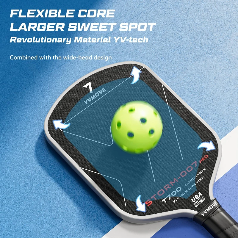 STORM 007 Pro Pickleball Paddle — T700 Raw Carbon, 16mm STR-Core, USAPA Approved