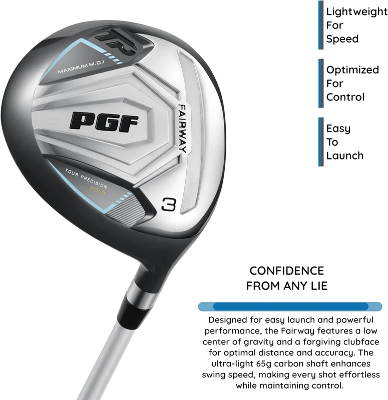 PGF Gold Tour Precision Complete Golf Club Package Set for Men & Women – Driver, Fairway, Hybrids, Irons, Wedges & Putter