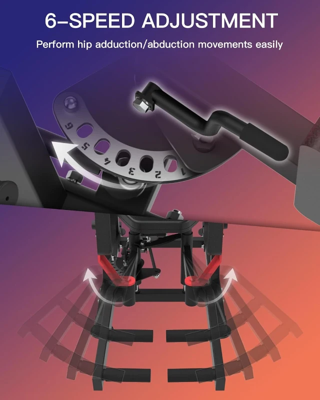 HVO Hip Abduction/Adduction Machine – Inner & Outer Thigh and Glute Trainer with 6-Position Gear System