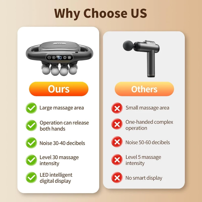 VTT 16-Head Deep Tissue Massage Gun Set — Percussion Massager with 3 Modes & 30 Intensity Levels, Ultra-Quiet Operation for Back, Shoulders, Legs, Feet