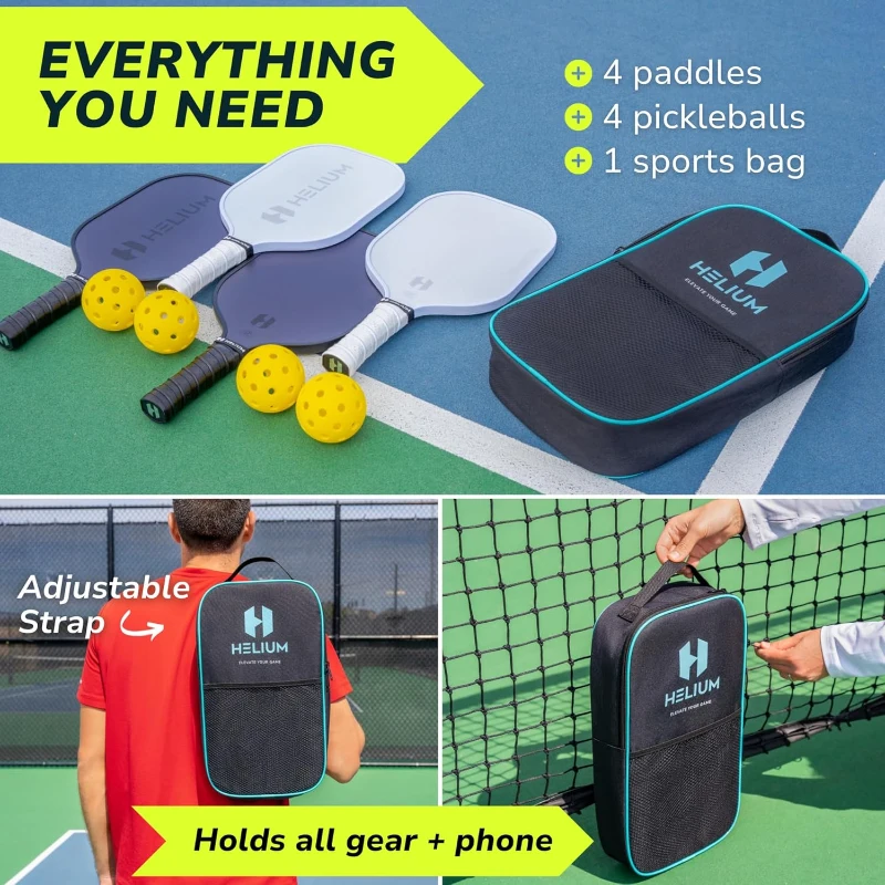 Helium Phantom Pickleball Paddle 4-Pack — USAPA Certified, Graphite-Fiberglass Face, Lightweight Honeycomb Core
