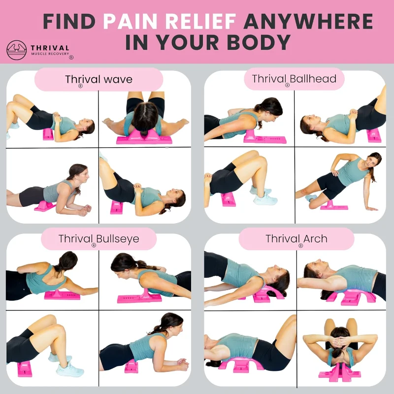 Thrival Relief Pro - Fully Adjustable Psoas, Back & Hip Flexor Release Tool for Deep Tissue and Trigger Point Massage (Pink) - Made in USA