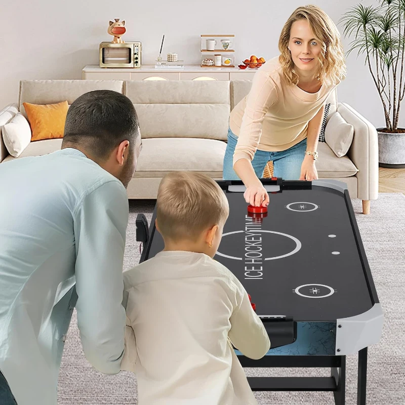 Goplus 56"" Foldable Air Hockey Table with 12V Motor, LED Digital Scoreboard, 2 Pucks & 2 Pushers – Home, Office, Game Room