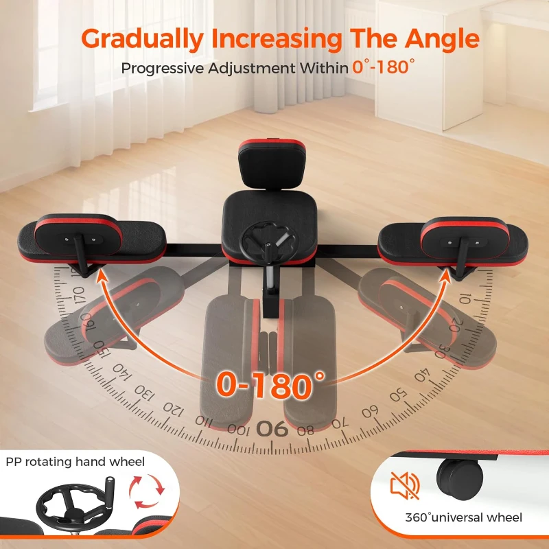 NArra Heavy-Duty Leg Stretcher — Adjustable Flexibility Trainer up to 330 lbs, Gear-Driven 180° Stretch Machine with Padded Seat and Footrests (Black)