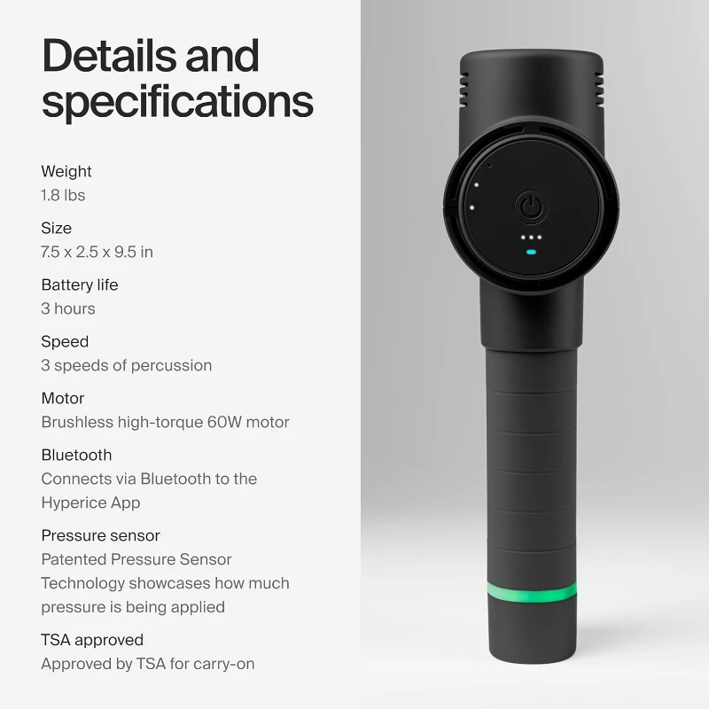 Hyperice Hypervolt 2 Handheld Percussion Massage Gun (Black) with Heated Head Attachment — Compatible with All Hypervolt Models