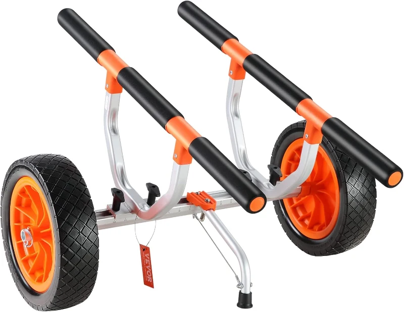 VEVOR Kayak Cart — Heavy-Duty Kayak Trailer with 450 lb Capacity, Detachable Canoe Trolley, Adjustable Width & Nonslip Support, 12"" Solid Tires