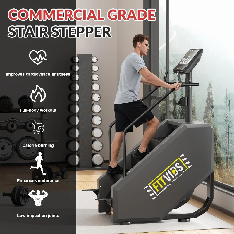 Fitvids Commercial Stair Stepper Machine — 15 Resistance Levels, Continuous Stair Climber with LED Screen for Cardio & Lower-Body Training (Home Gym)