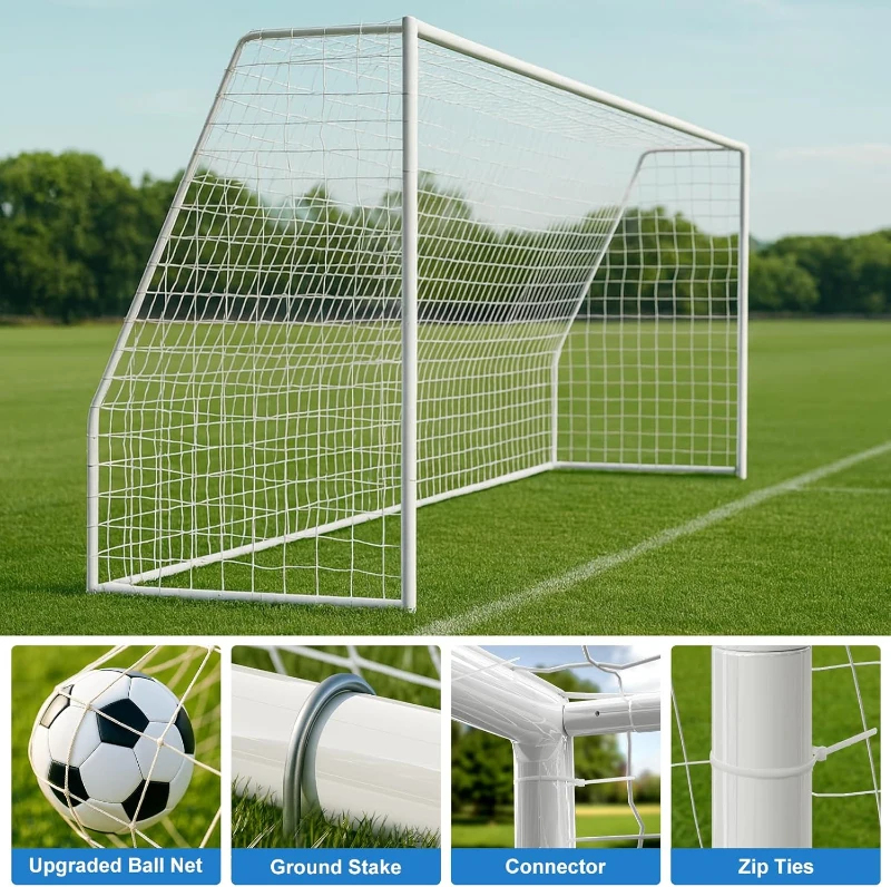 MOPHOTO Soccer Goal — 6x4/8x6/10x6.5/12x6/16x7/18.5x6.5/21x7/24x8 ft Backyard & Full-Size Training Goals for Teens & Adults