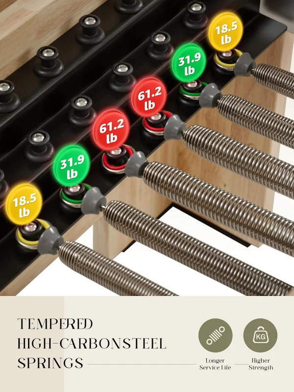 3-in-1 Pilates Reformer Cadillac Combo — Oak Wood Reformer with Cadillac Trapeze & Tower, Quick-Convert Studio-Grade Equipment