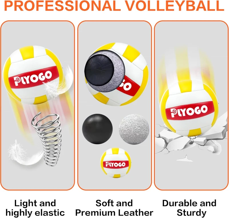 PLYOGO Heavy-Duty Portable Backyard Volleyball Net Set with Adjustable Aircraft Aluminum Poles, Anti-Sag Double-Tension System, 32' x 3', Includes 1680D Carry Bag